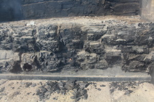 Charred wooden stairs