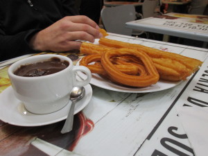 Churro and hot chocolate