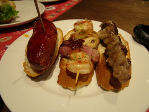 Tapas - sausage, shrimp, pork