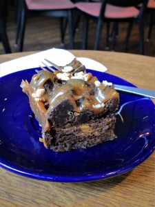 Chocolate / caramel brownie and a cappuccino, that's a fika!